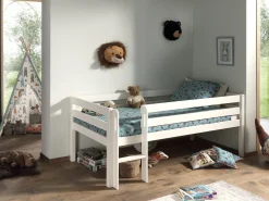 Halfhoogslaper Charlie Wit Grenen 90×200 cm – Met ladder