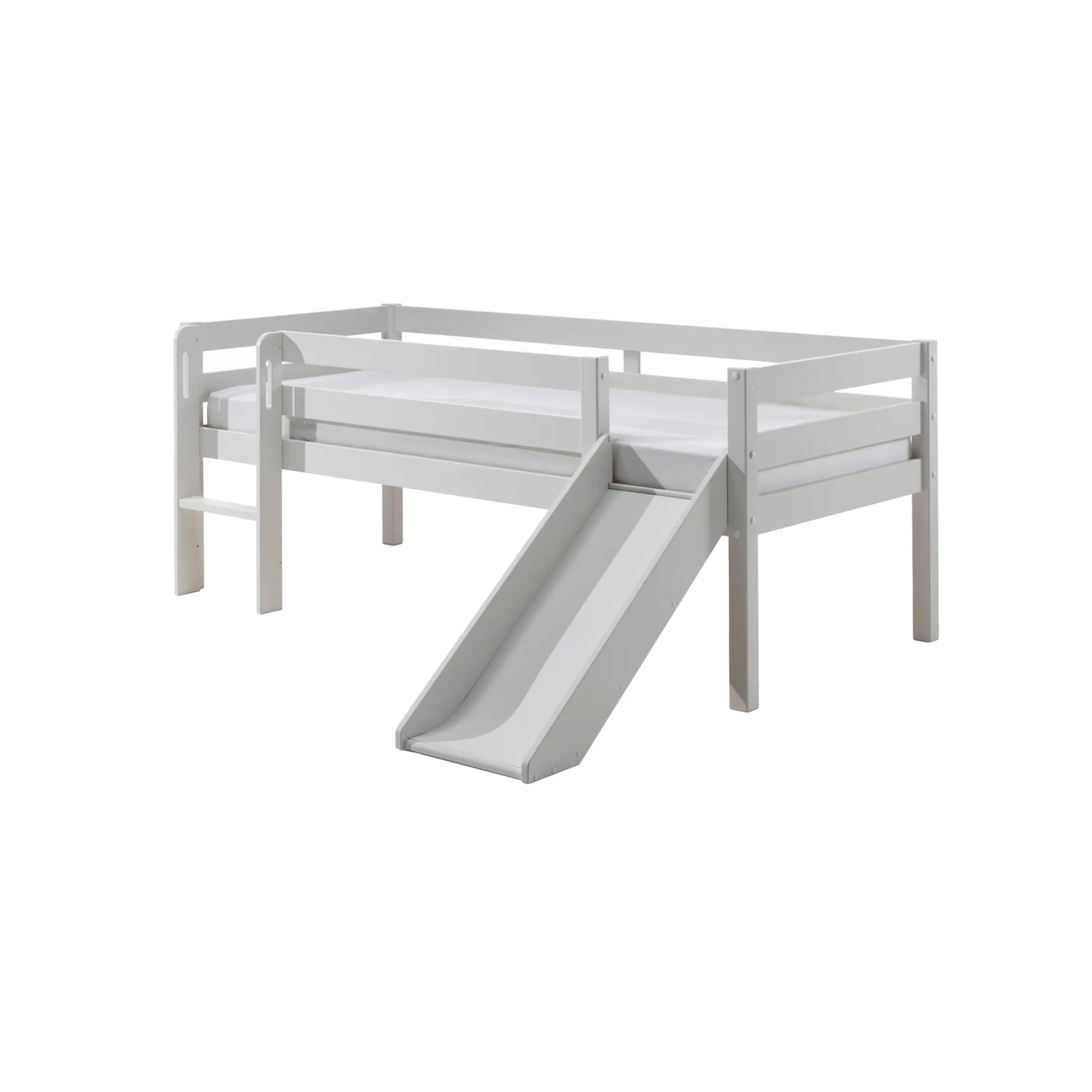 Halfhoogslaper Charlie Wit Grenen 90×200 cm – Met ladder en glijbaan