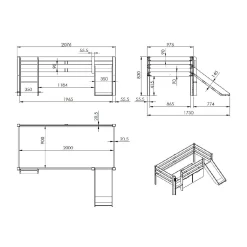 Halfhoogslaper Charlie Wit Grenen 90×200 cm – Met ladder en glijbaan