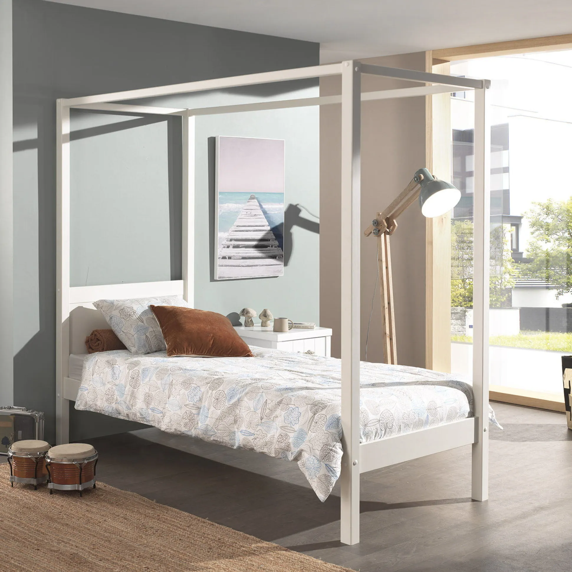 Hemelbed Charlie Wit 90×200 cm