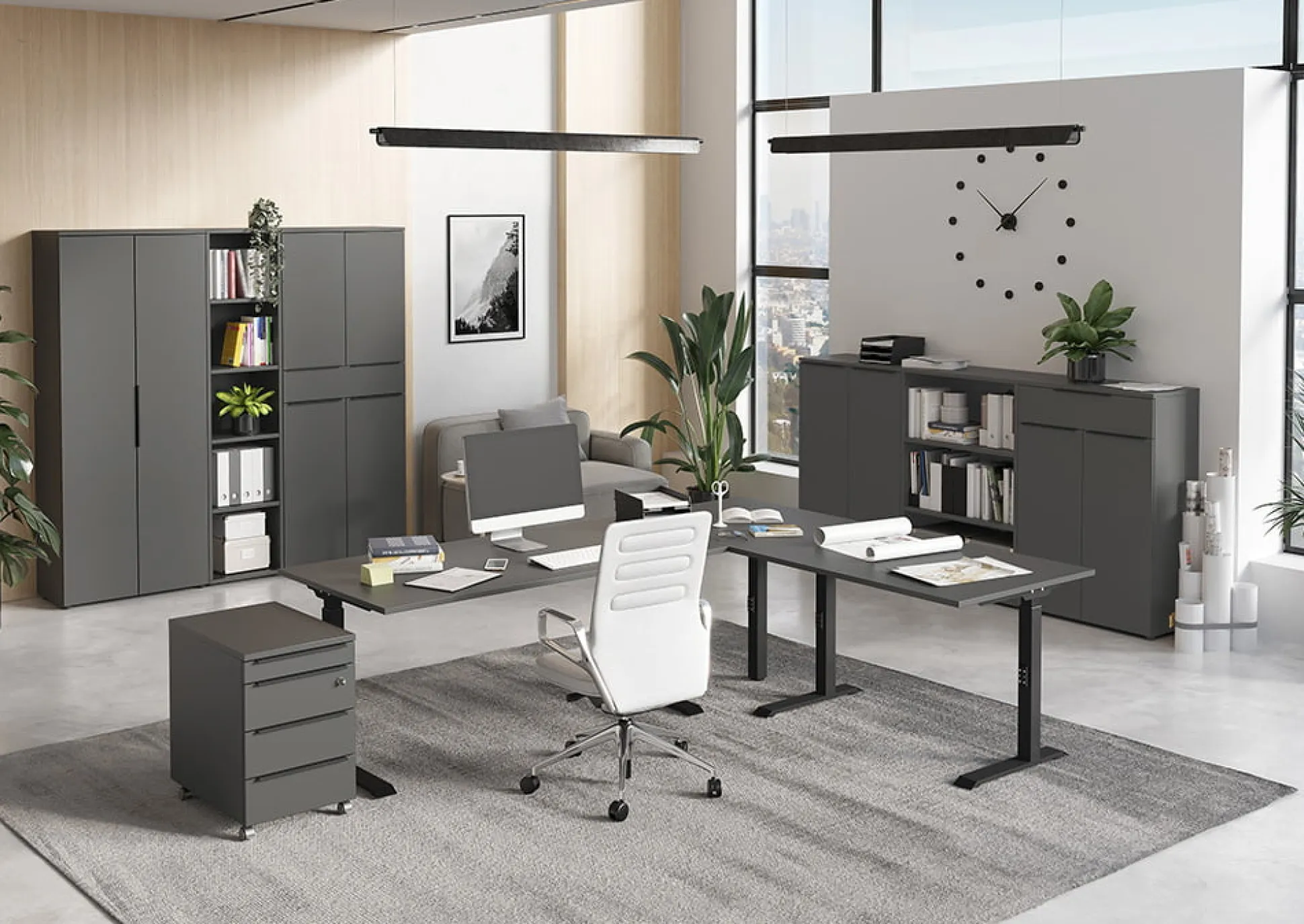 Hoekbureau Galileo Grafiet 260 x 220 cm