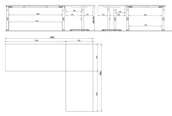 Hoekbureau Galileo Grafiet 260 x 200 cm