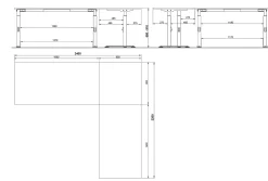 Hoekbureau Galileo Grafiet 240 x 220 cm