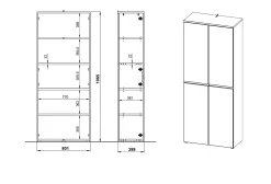 Hoge kantoorkast Chicago Grafiet 197 cm
