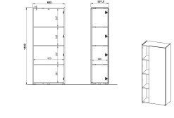 Hoge kantoorkast Orlando Grafiet 145 cm