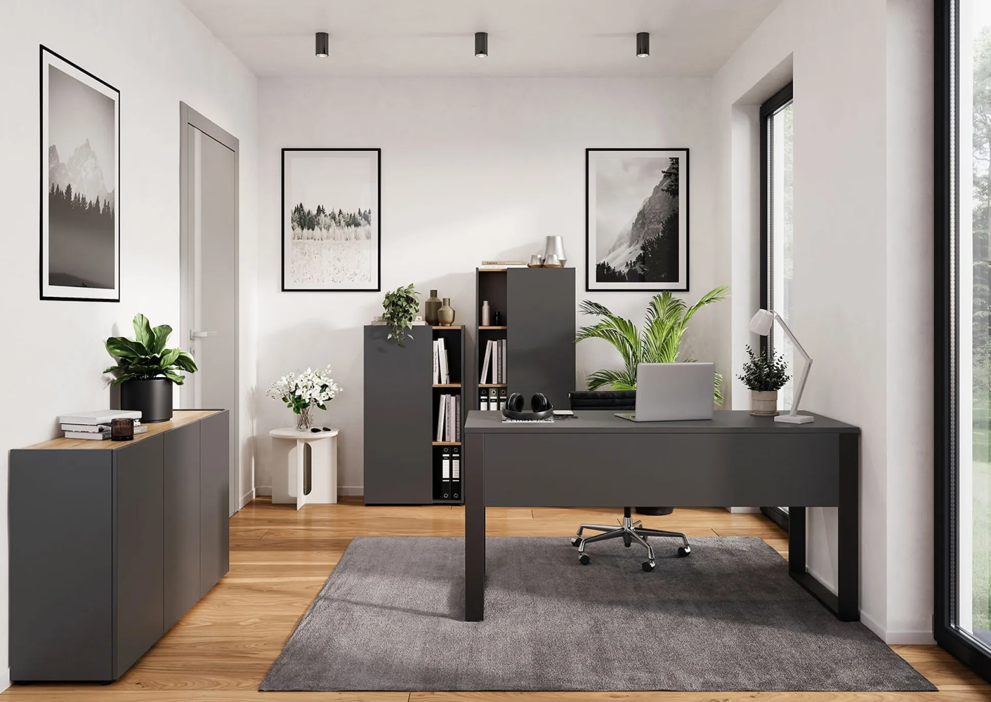 Hoge kantoorkast Orlando Grafiet 145 cm