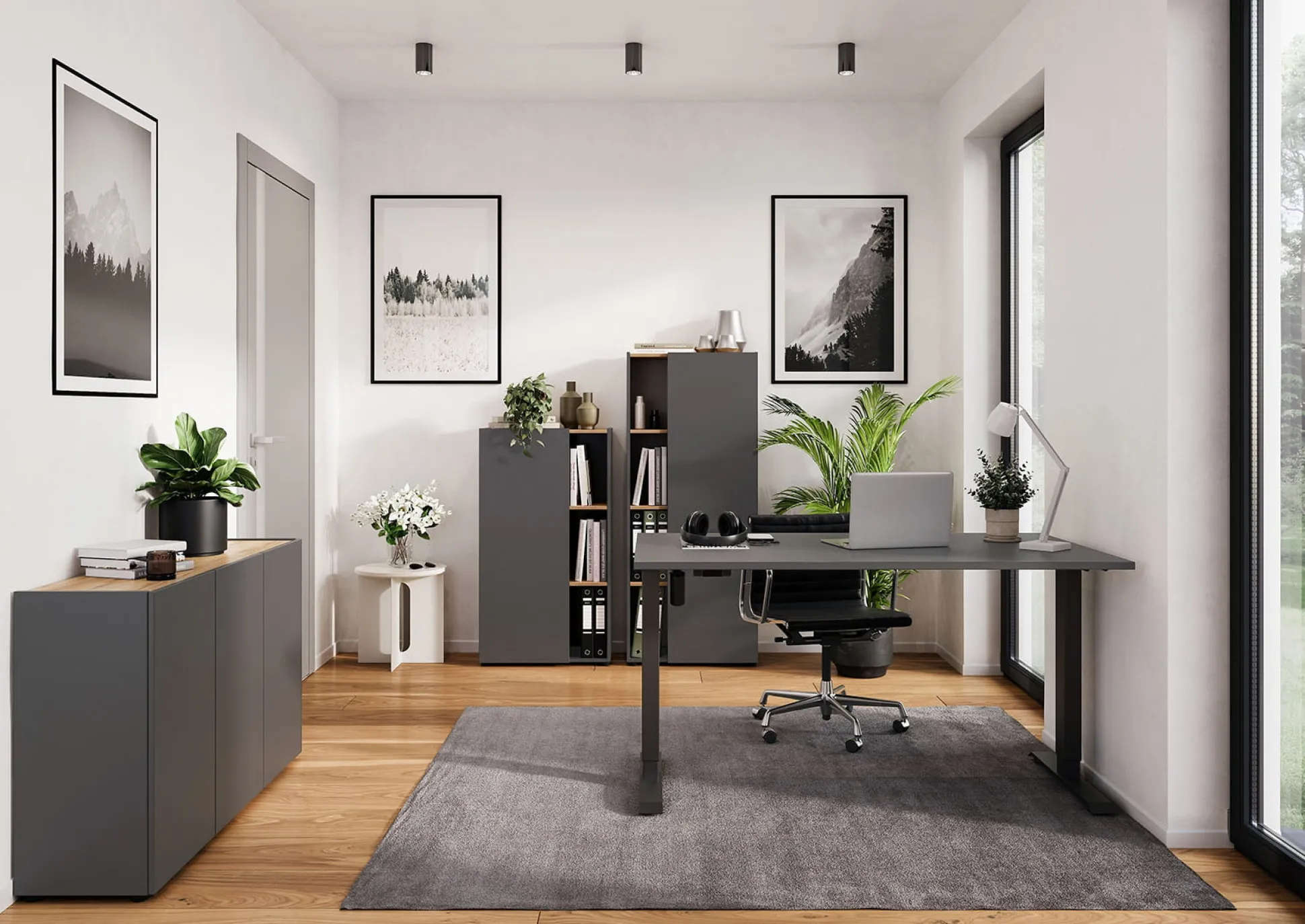 Hoge kantoorkast Orlando Grafiet 145 cm