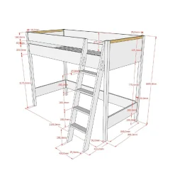 Hoogslaper Dex Grenen Antraciet 90×200 cm