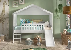 Huisbed Alix Wit 90×200 cm – Met ladder en glijbaan