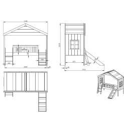 Huisbed Alix Wit 90×200 cm – Met ladder en glijbaan