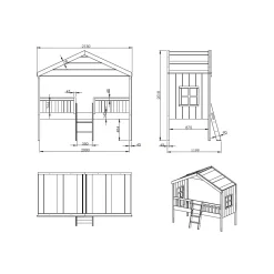 Huisbed Alix Wit 90×200 cm – Met ladder