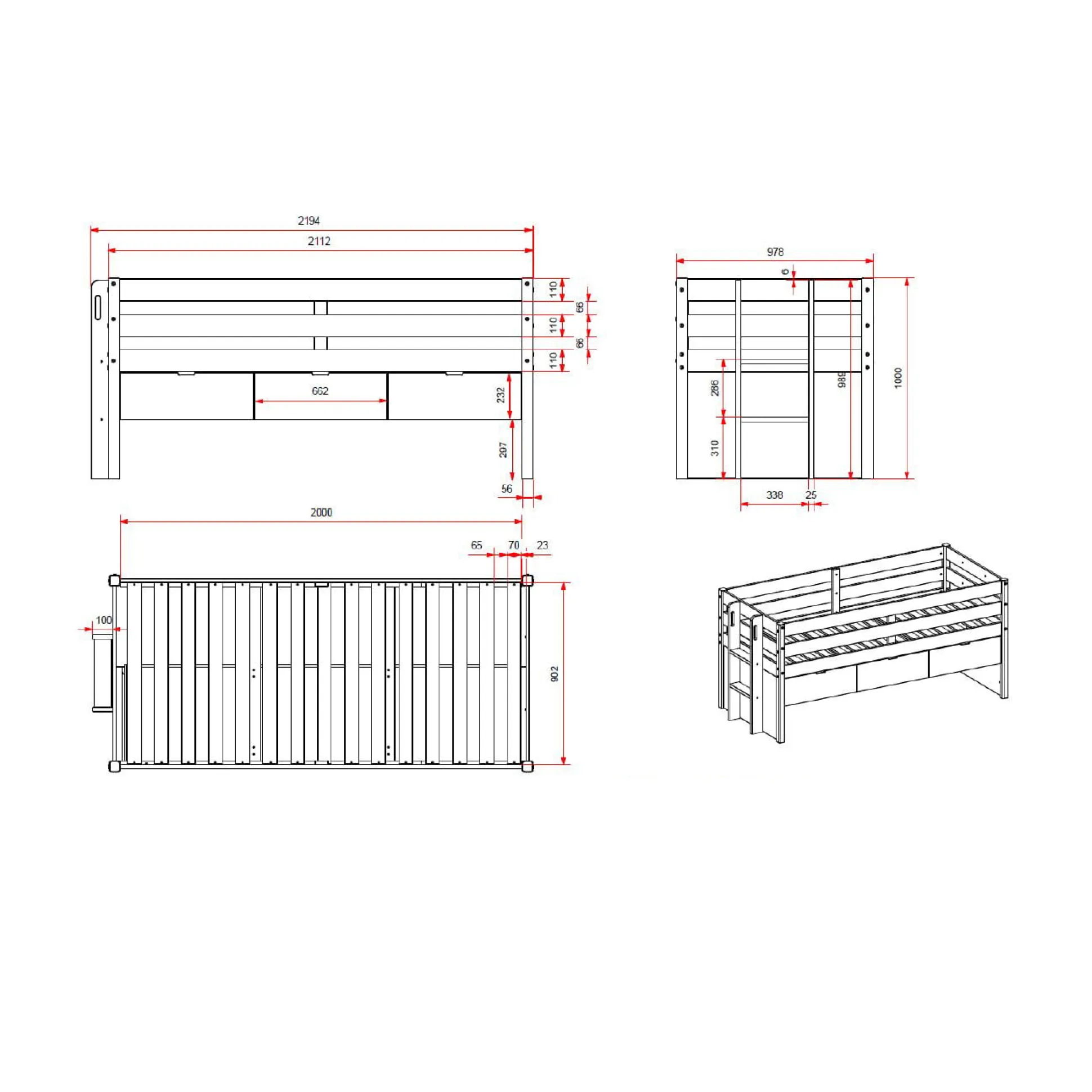 Kajuitbed Arne Wit – Met laden