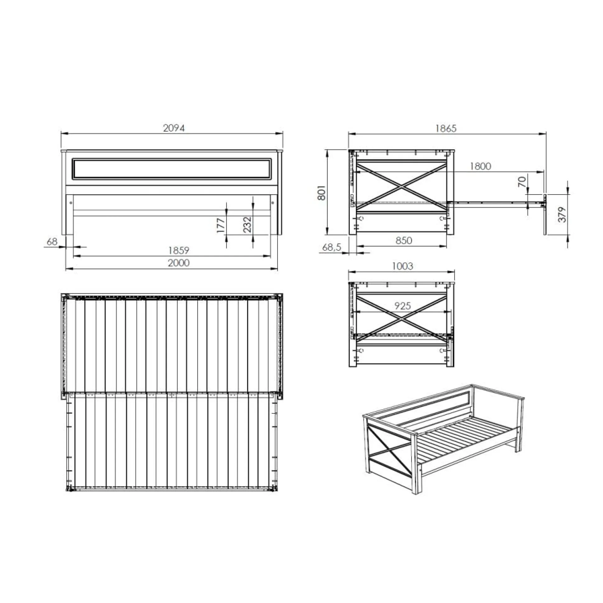 Kajuitbed Charlie Wit 1 – Uitschuifbaar