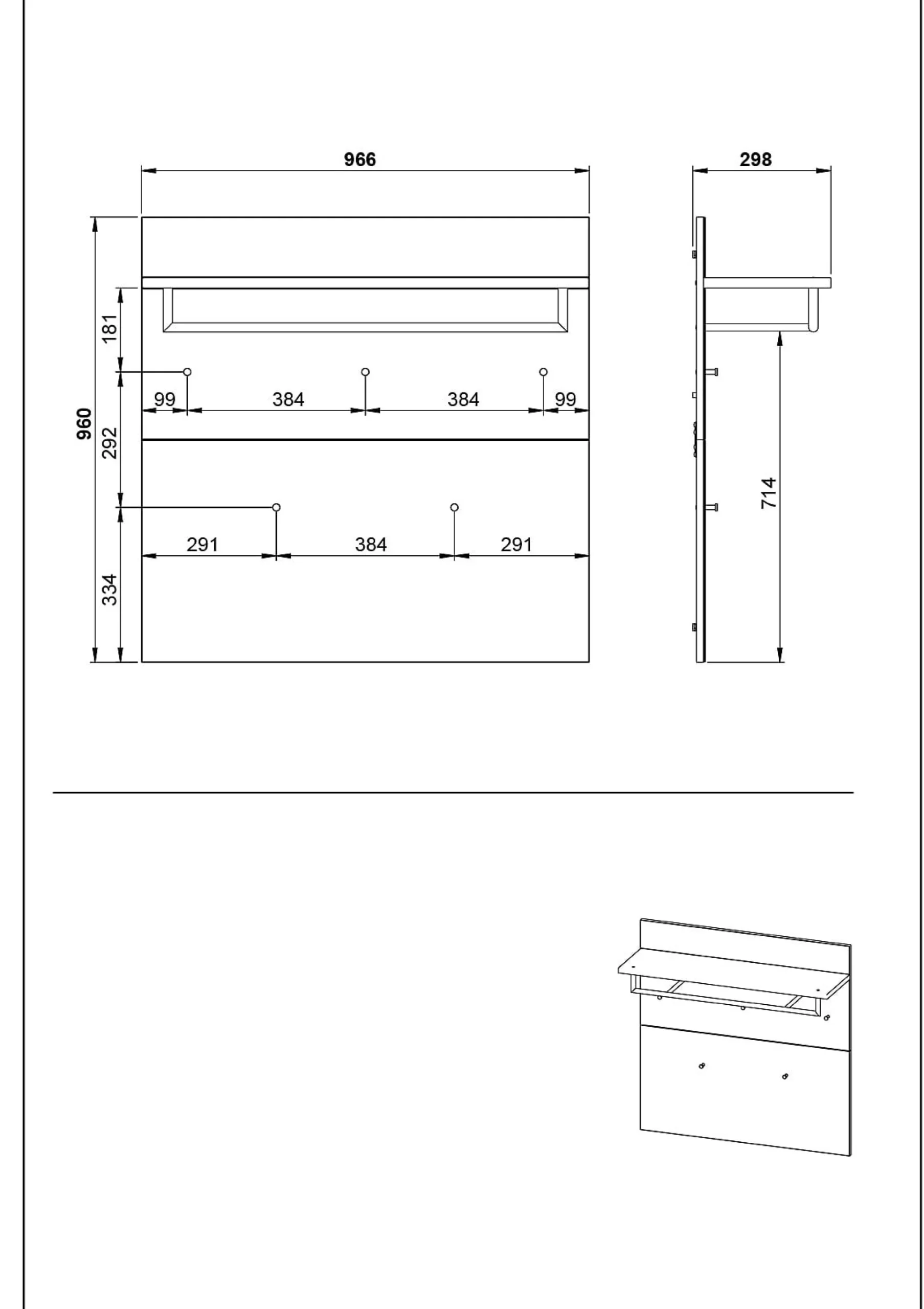 Kapstokpaneel Montreal Wit