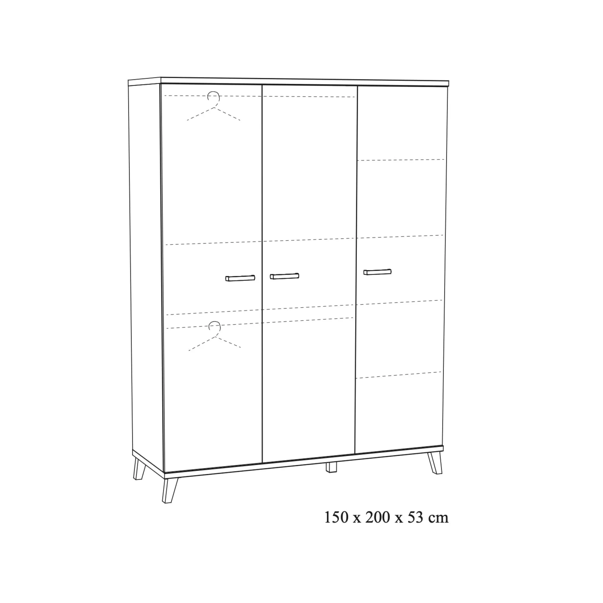 Kledingkast Finn 3-deurs Wit