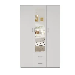 Kledingkast Jean 3-deurs Wit – Spiegel