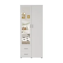 Kledingkast Jean 2-deurs Wit – Spiegel