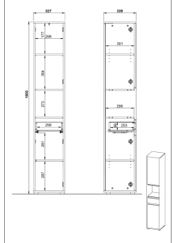 Kolomkast Pula Lichtgrijs 181 cm