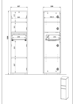 Kolomkast Pula Lichtgrijs 121 cm