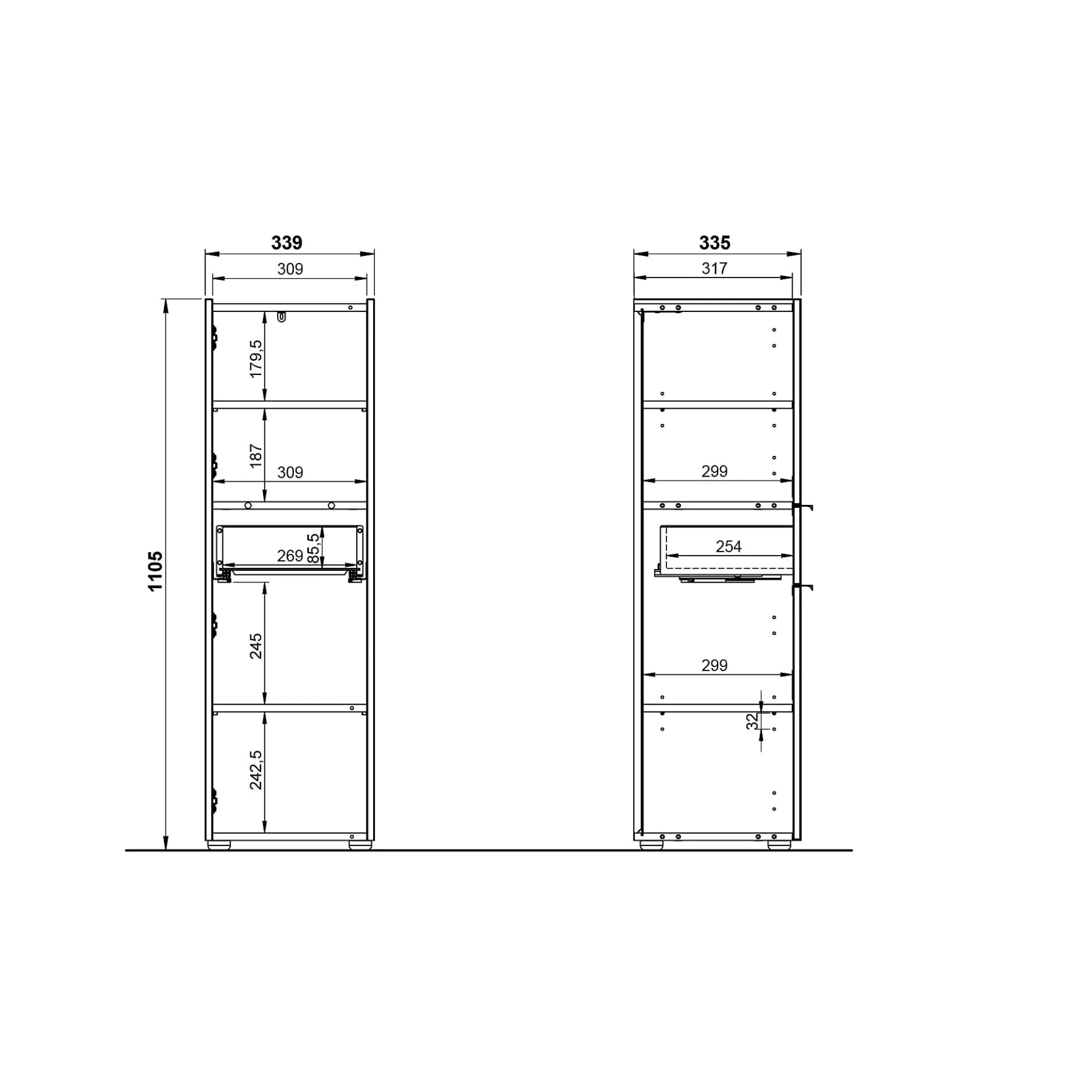 Kolomkast Sicilia Grafiet Eiken