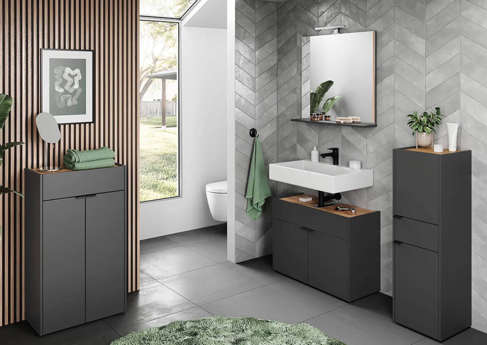 Kolomkast Sicilia Grafiet Eiken