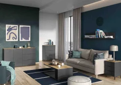 Ladekast Amalfi Grafiet-Eiken