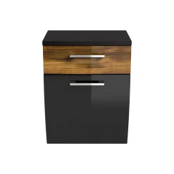 Lage badkamerkast Ilse Antraciet Walnoot Curve