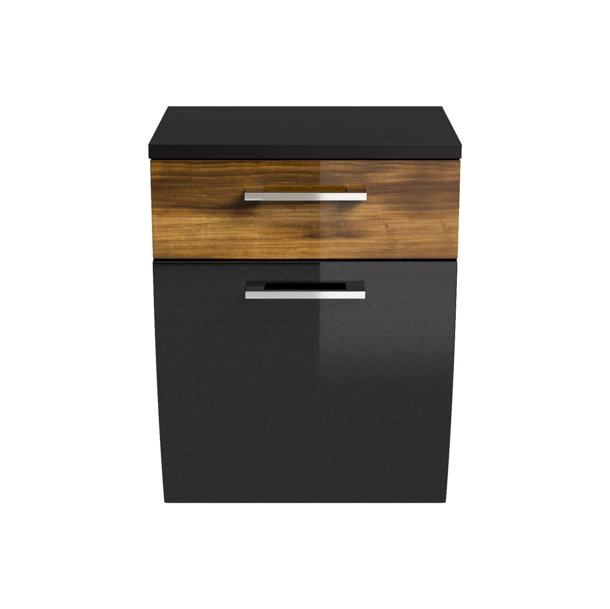 Lage badkamerkast Ilse Antraciet Walnoot Curve