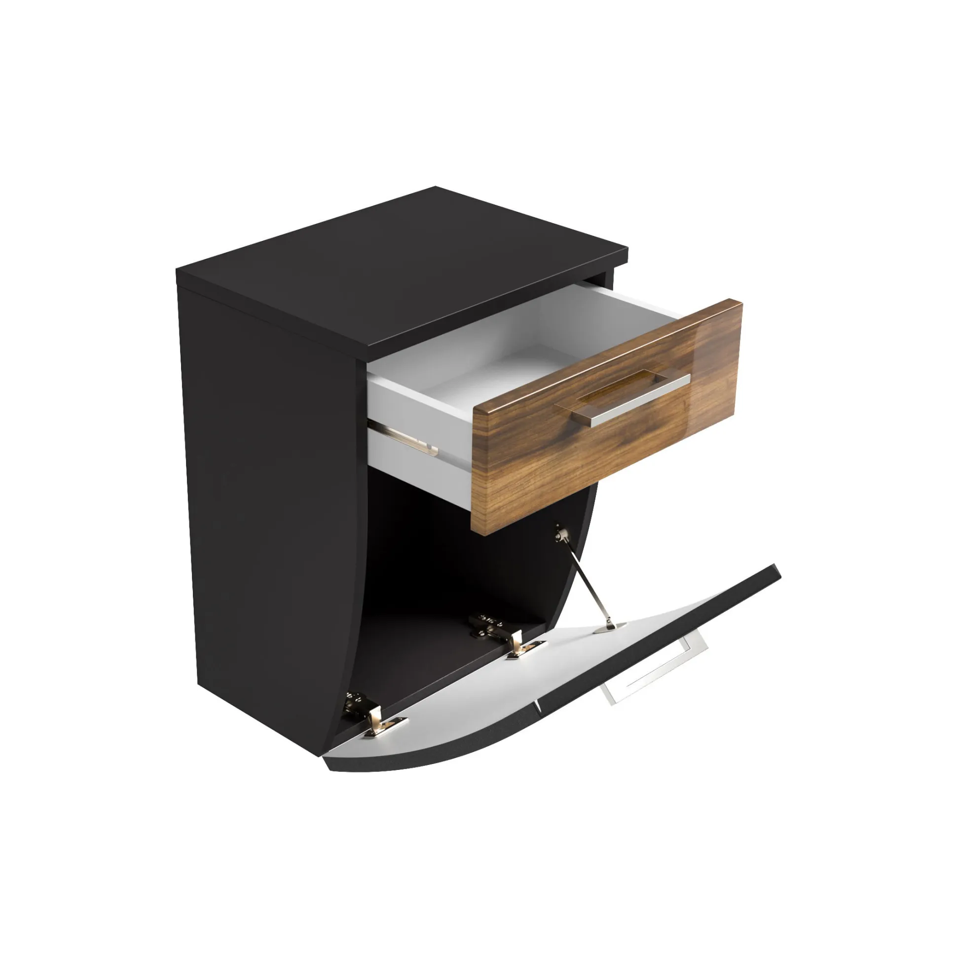 Lage badkamerkast Ilse Antraciet Walnoot Curve