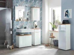 Lage badkamerkast Palma Eiken Wit 112 cm