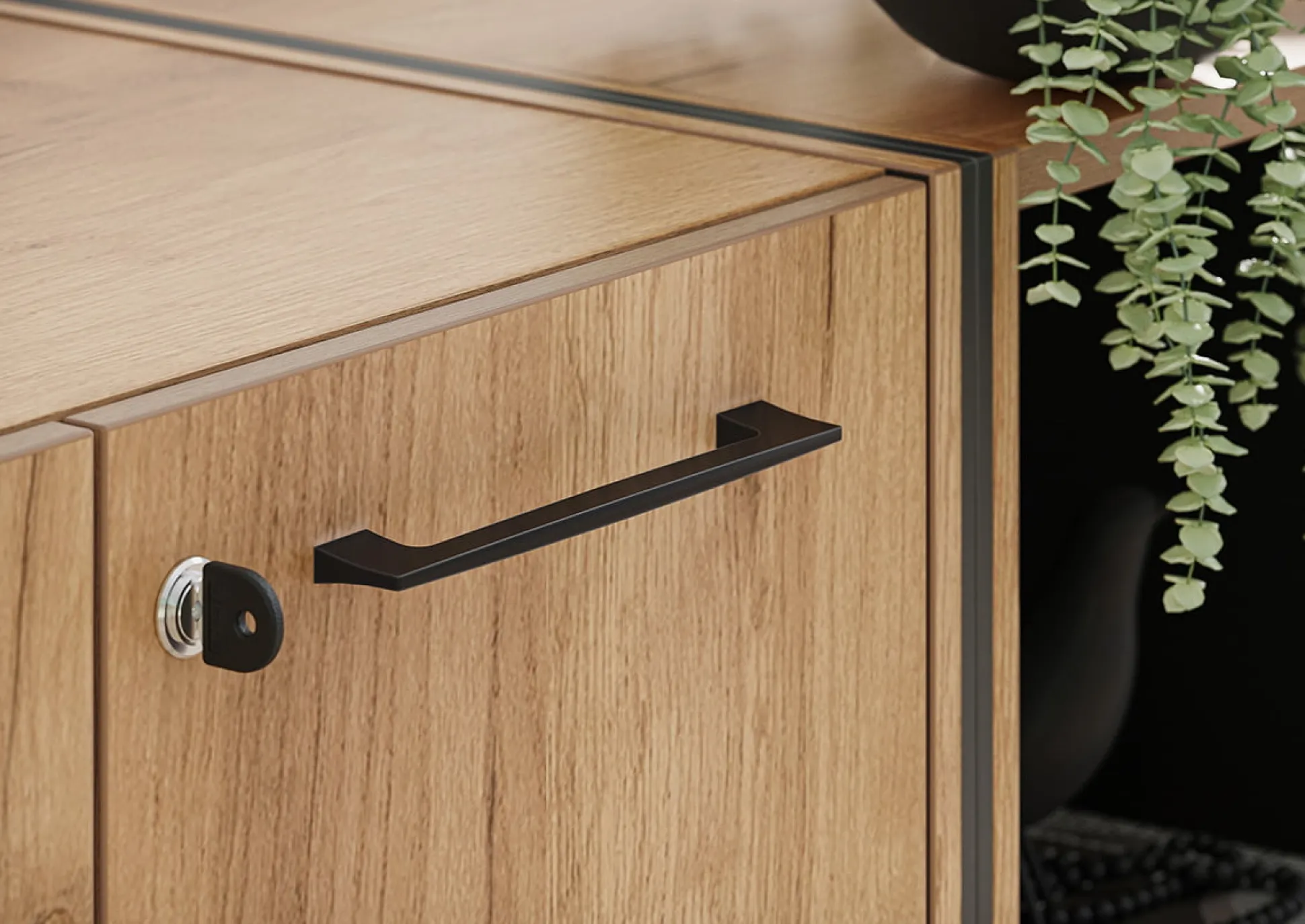 Lage dichte kantoorkast Pytheas Grafiet Eiken