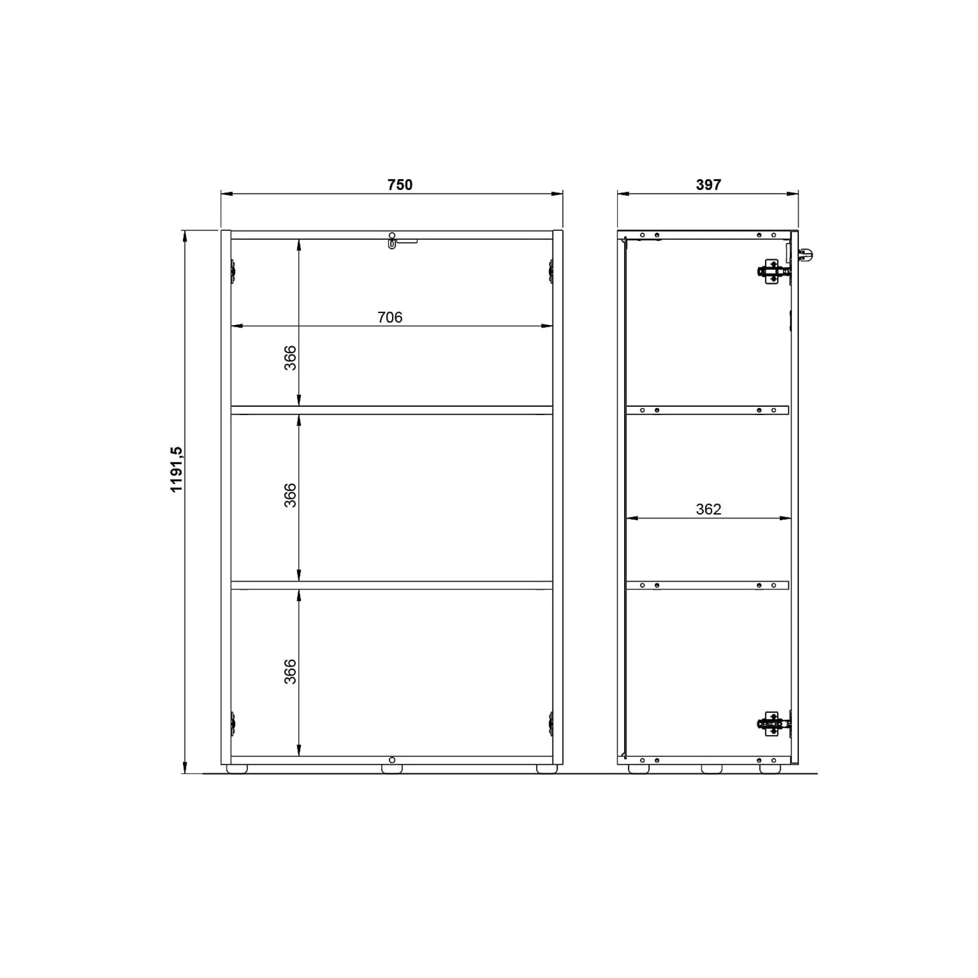 Lage dichte kantoorkast Pytheas Grafiet Eiken