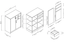 Lage dichte kast Edwin Sonoma 72x36x84 cm – 1