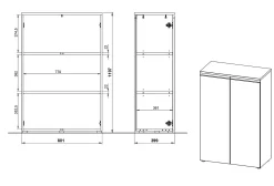 Lage kantoorkast Chicago Kasjmier 120 cm