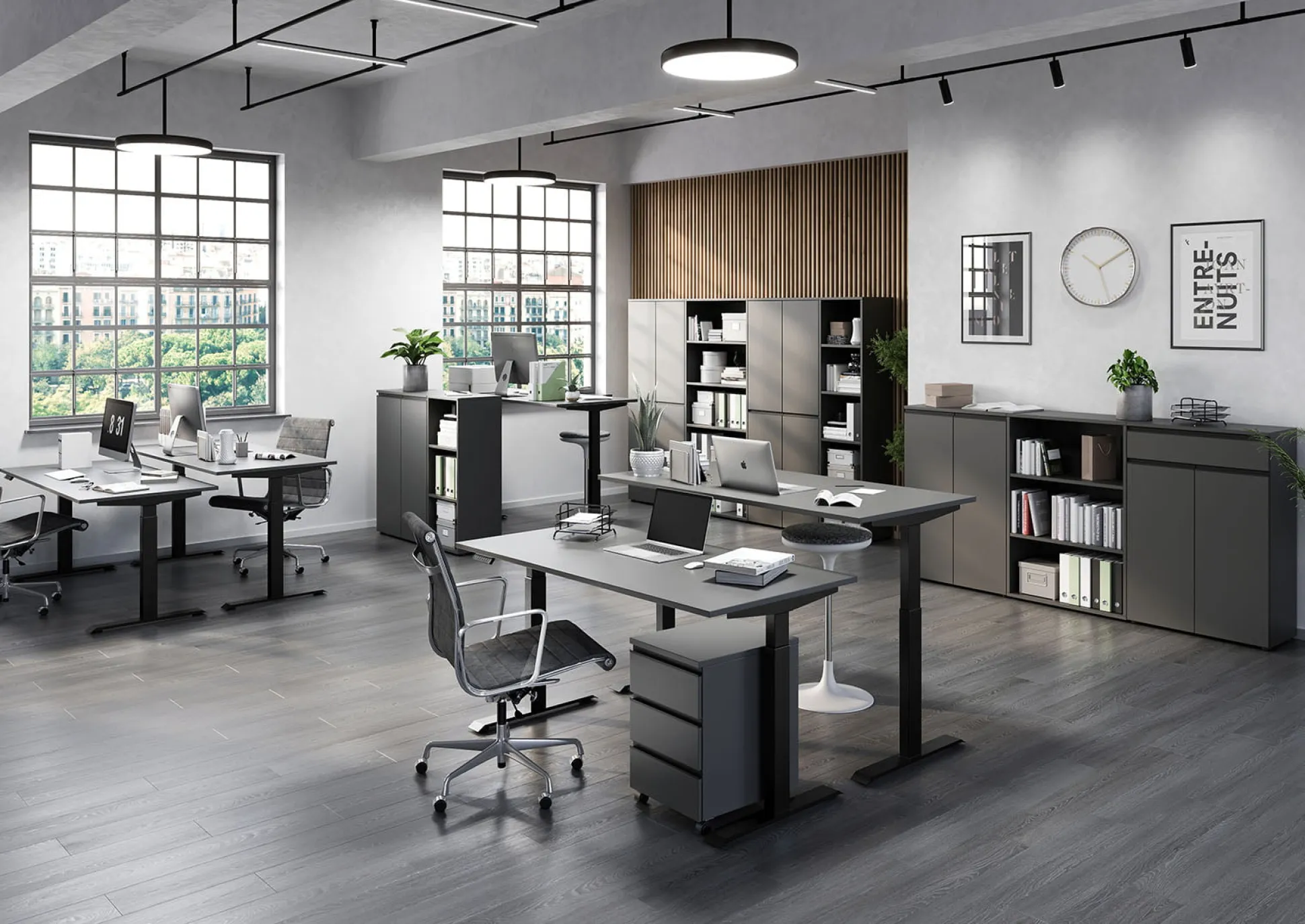 Lage kantoorkast Chicago Grafiet 120 cm