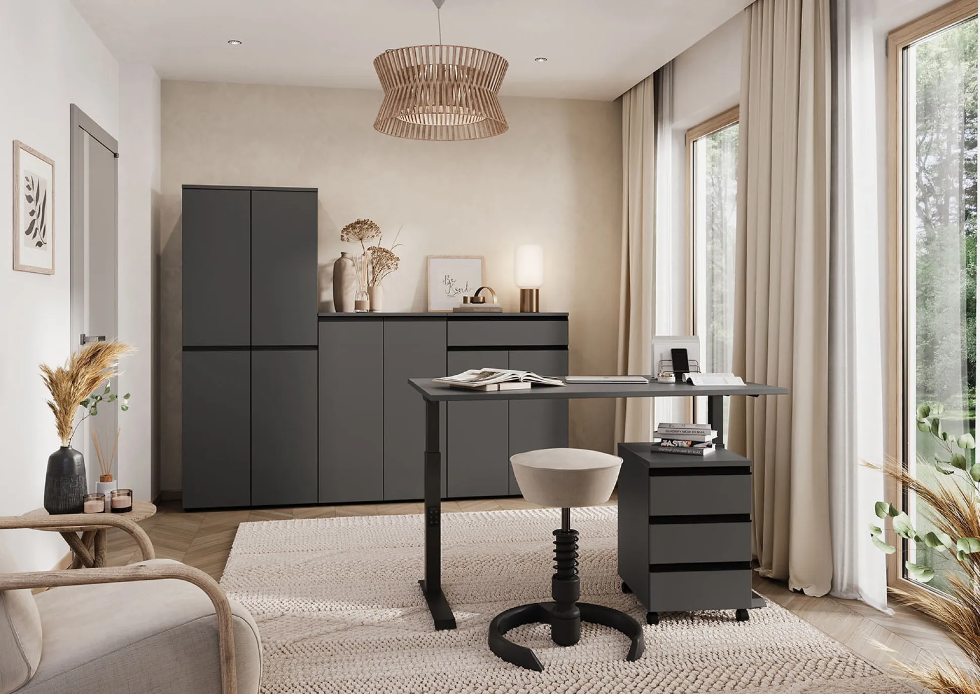 Lage kantoorkast Chicago Grafiet 120 cm