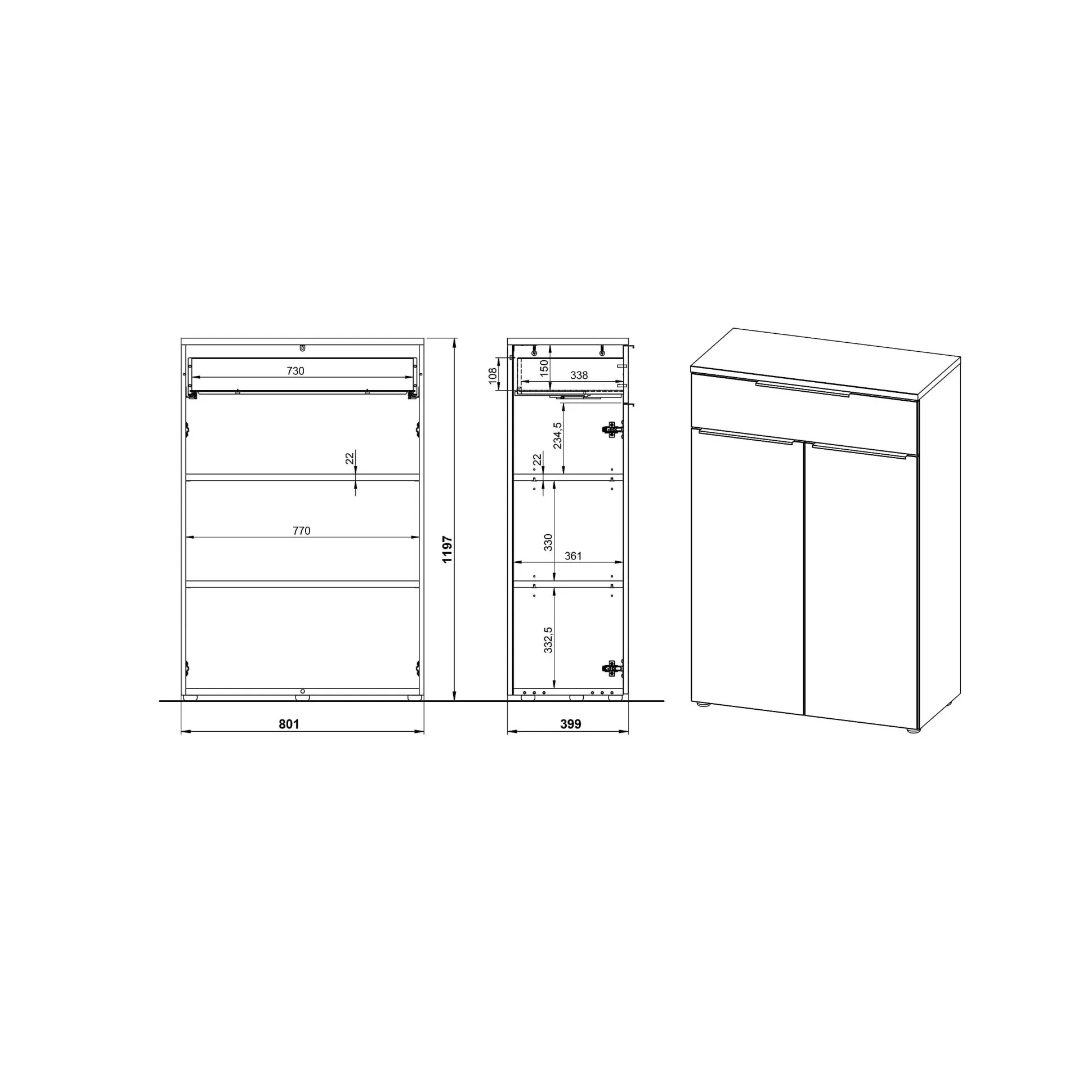 Lage opbergkast Galileo Wit