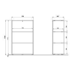 Lage open kantoorkast Pytheas Grafiet Eiken