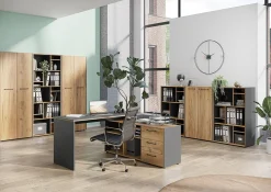 Lage open kantoorkast Pytheas Grafiet Eiken