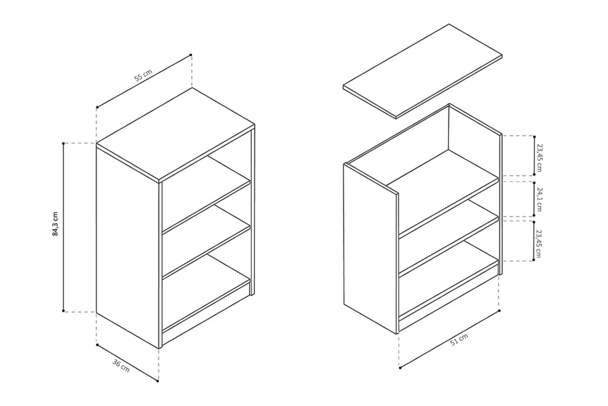 Lage open kast Edwin Sonoma 55x36x84 cm