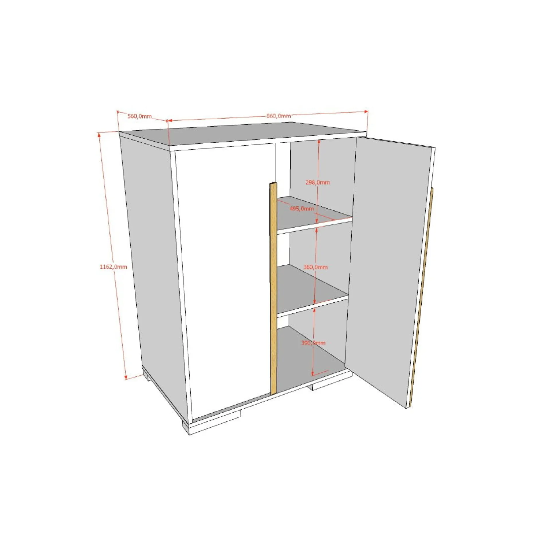 Lage Tweedeurskast Dex Grenen Wit