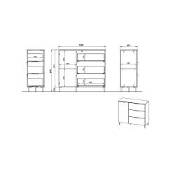 Opbergkast Amalfi Grafiet-Eiken S