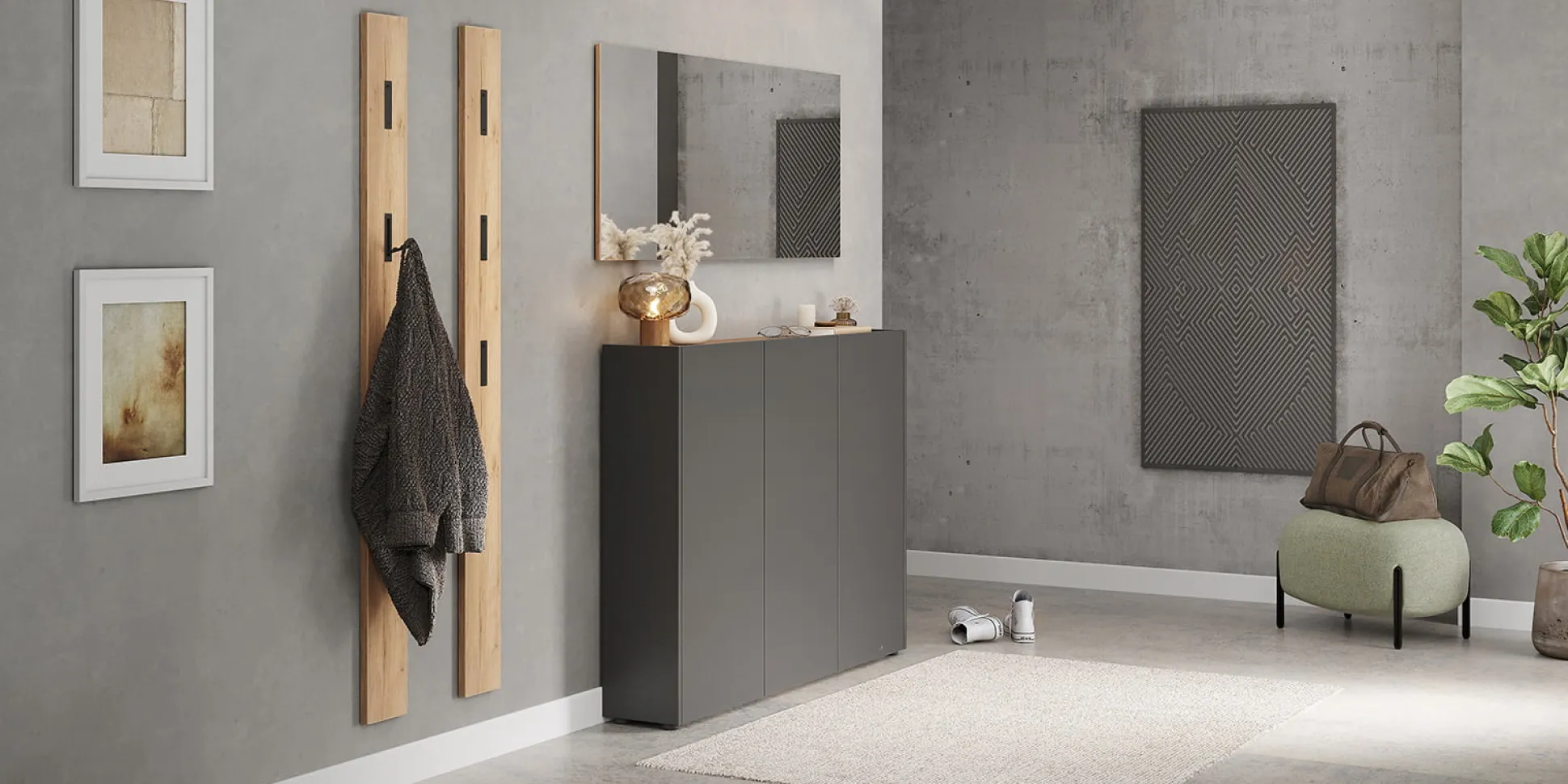 Opbergkast Aniek Grafiet Eiken 105 cm