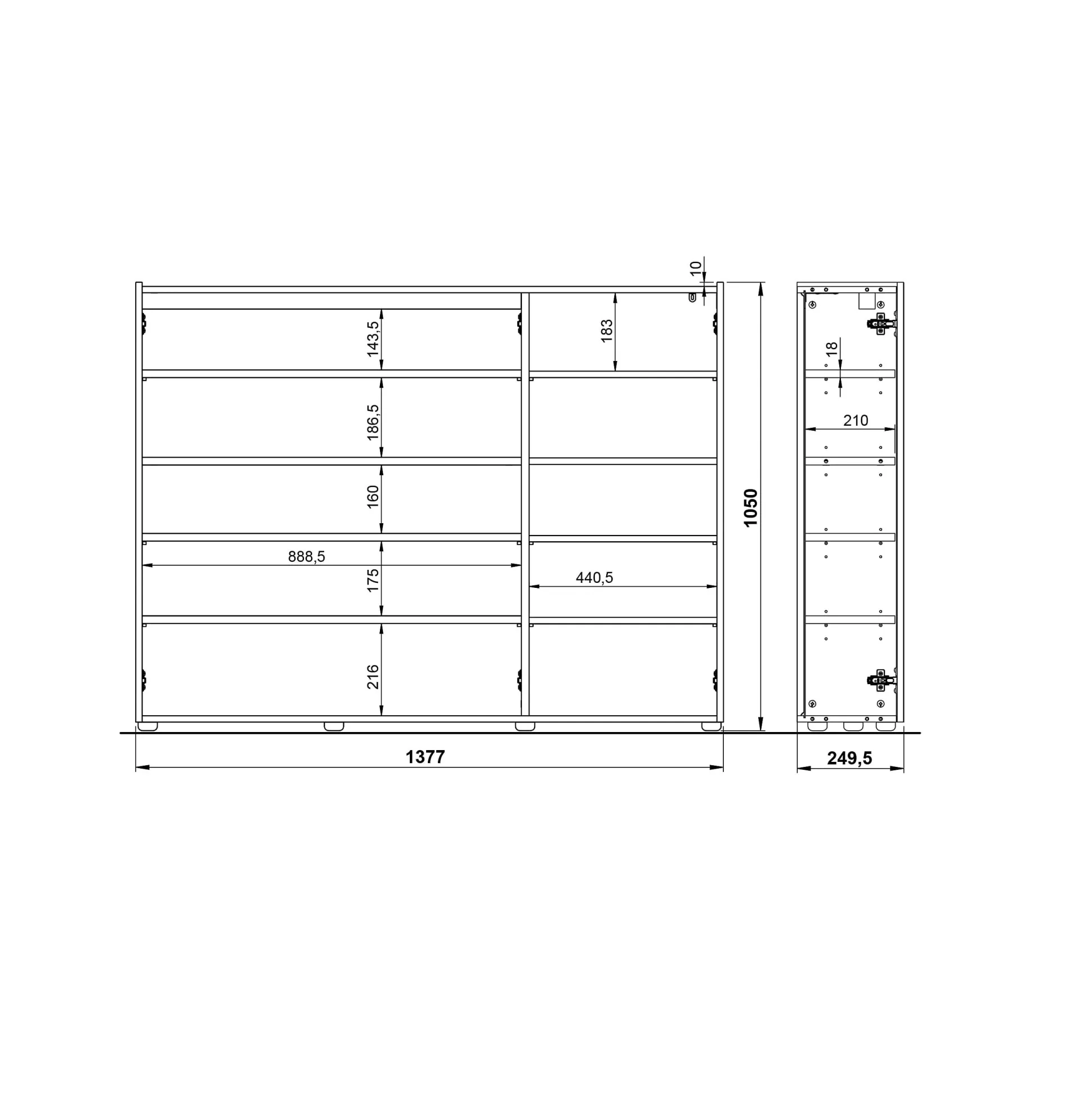Opbergkast Aniek Wit Eiken 105 cm