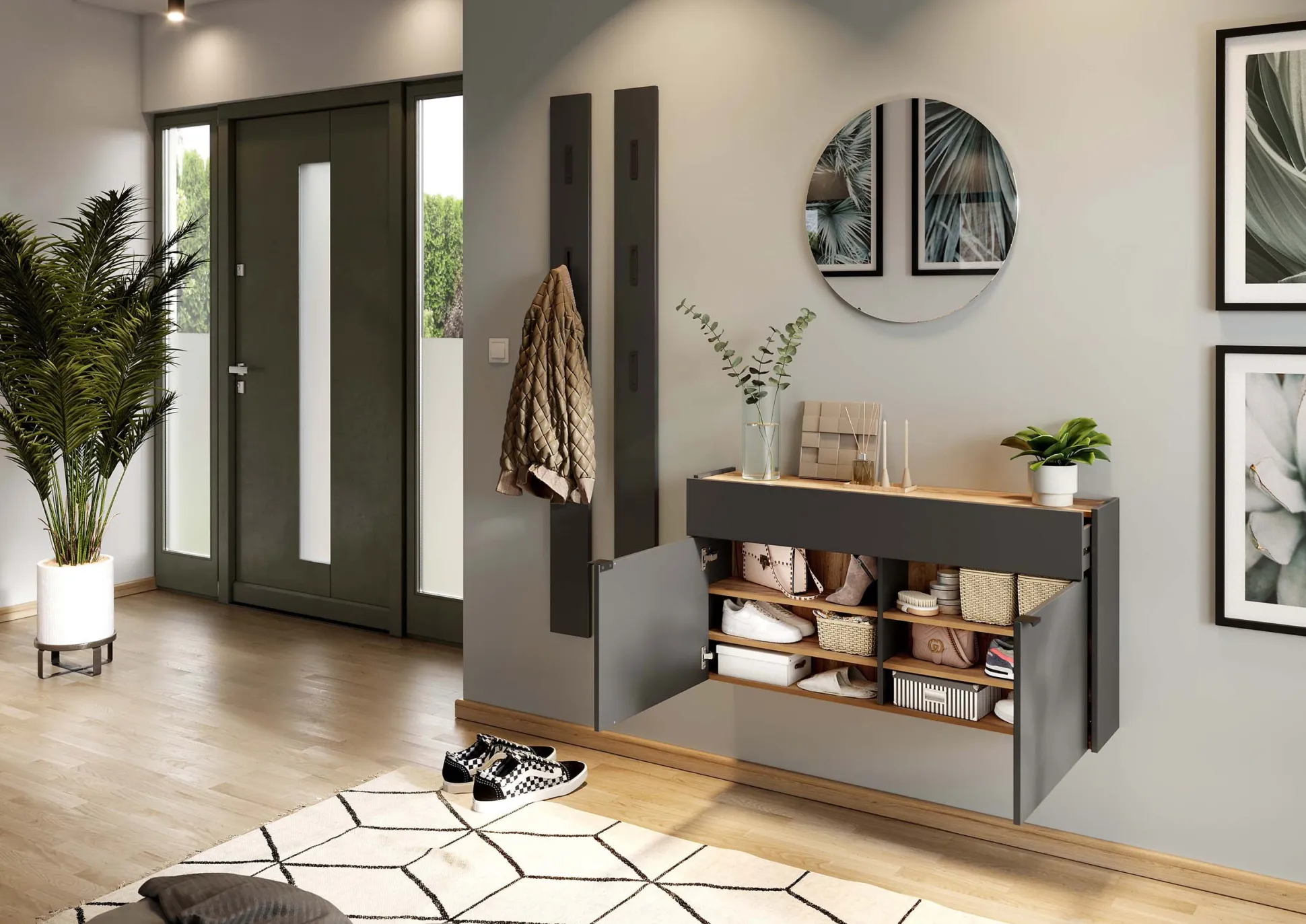 Opbergkast Eleonore Grafiet 110 cm