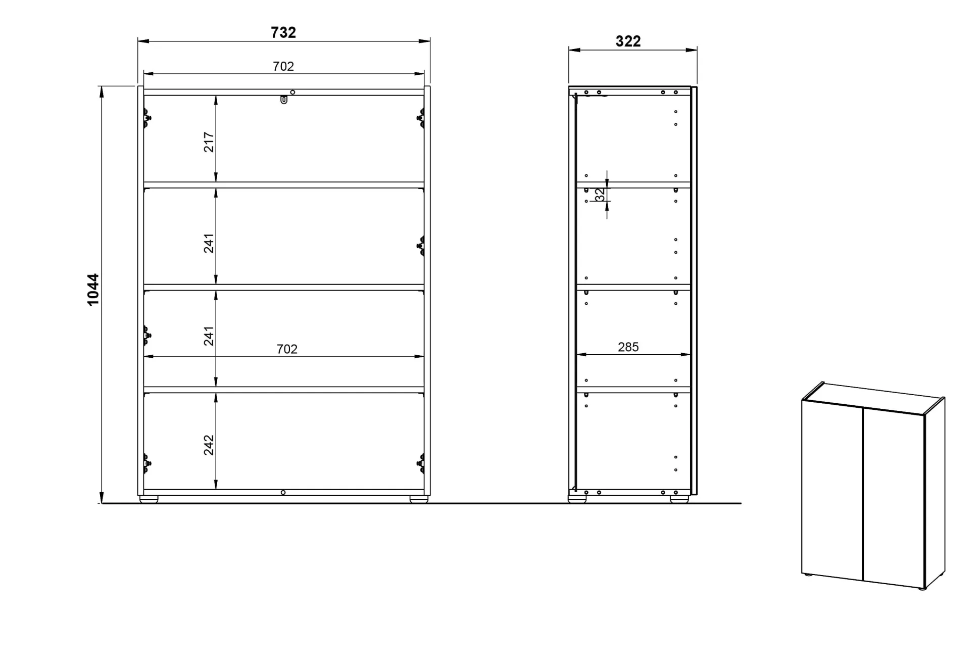 Opbergkast Eleonore Wit 74 cm