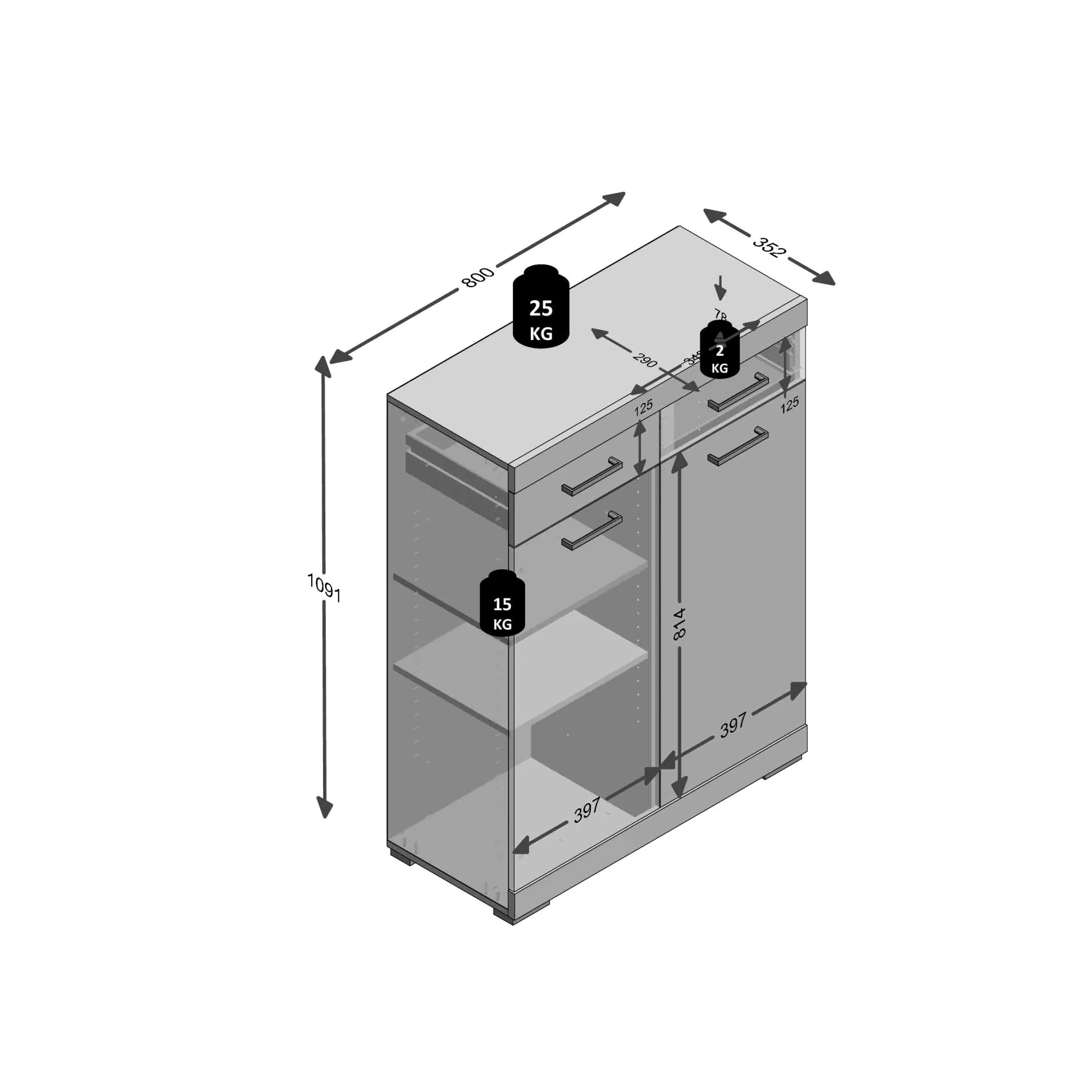 Opbergkast Hermes Artisan Eiken 80x35x110 cm