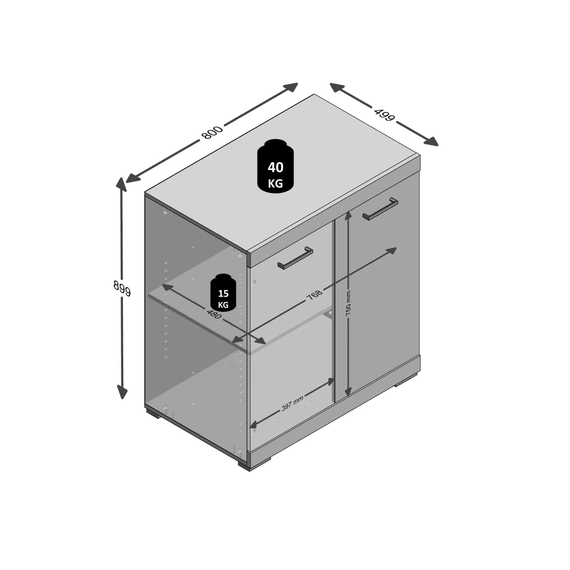 Opbergkast Hermes Eiken 80x50x90 cm – 1