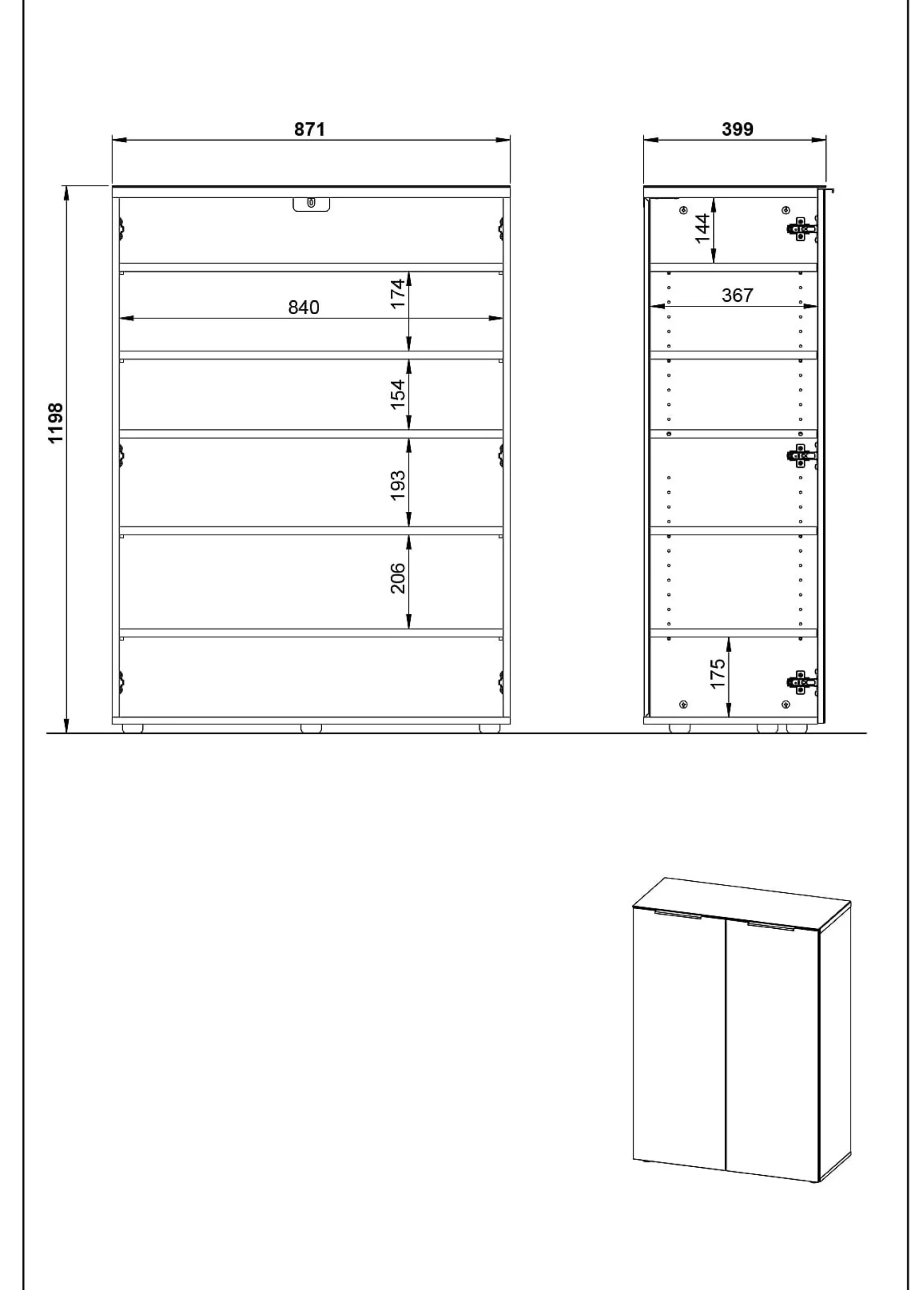 Opbergkast Montreal Wit 120 cm