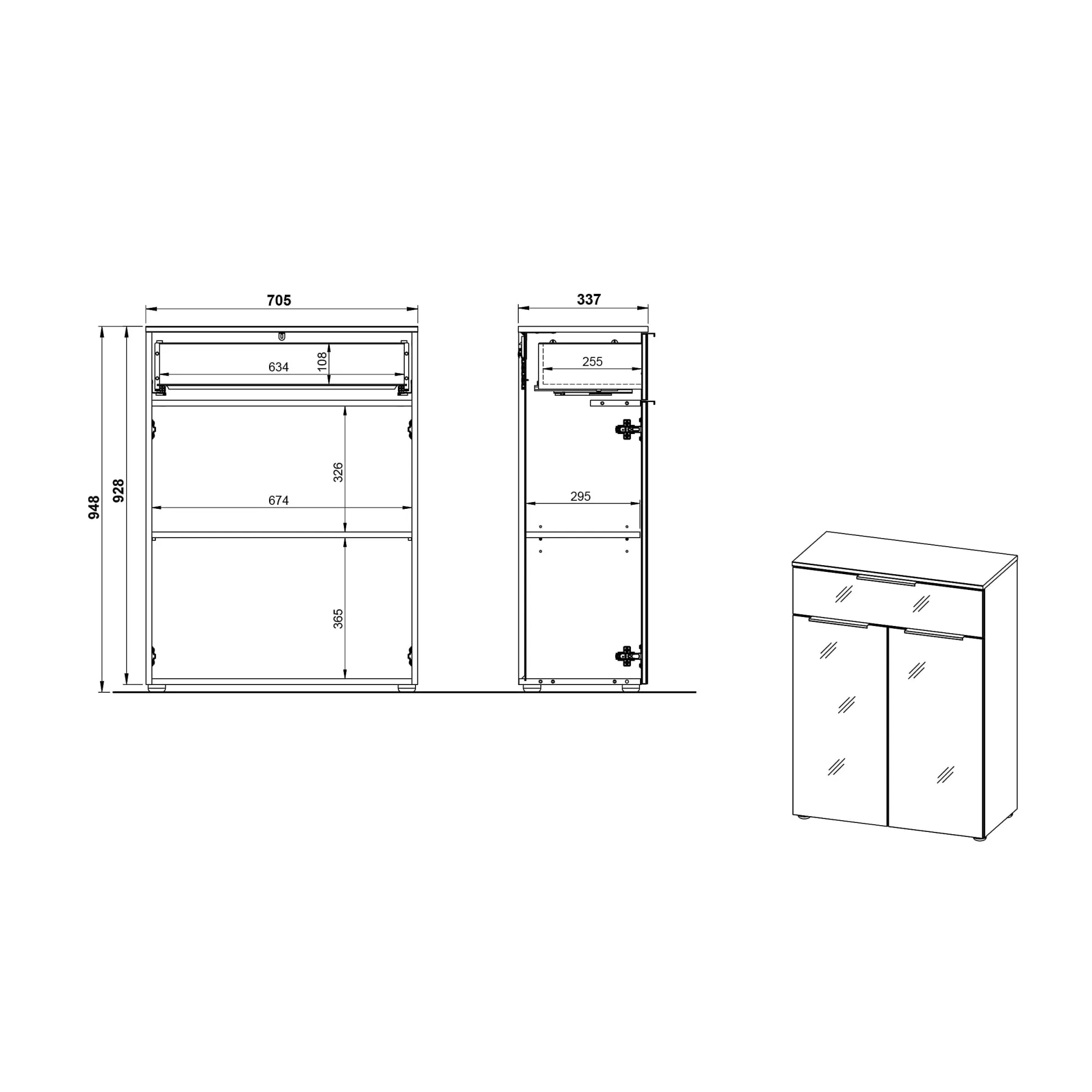 Opbergkast Philip Grafiet-Zilver